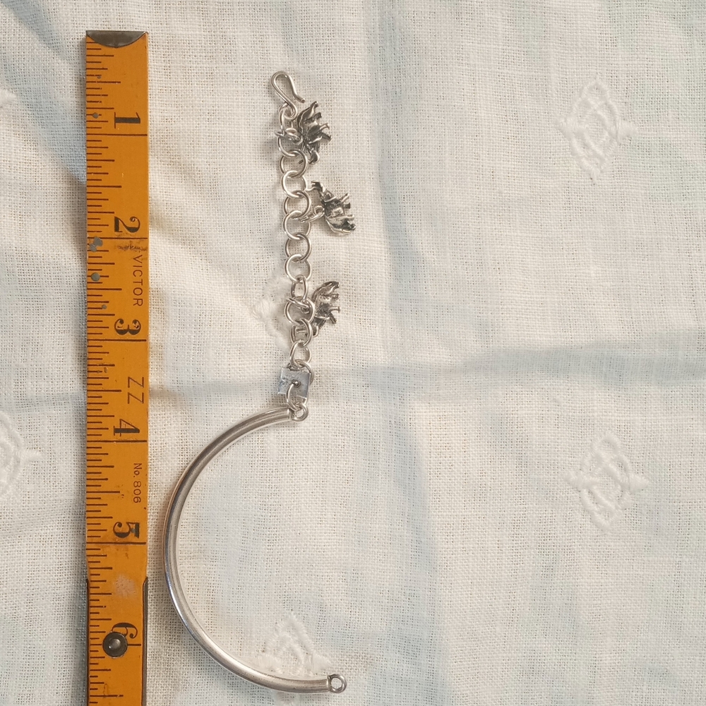 VINTAGE STERLING SILVER ELEPHANT CHARM BANGLE BRACELET RARE! - Picture 4 of 5